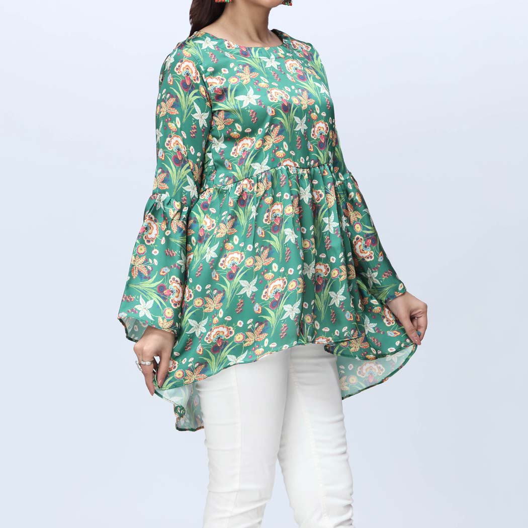 1PC- Printed Shamouse Silk Top PS4116