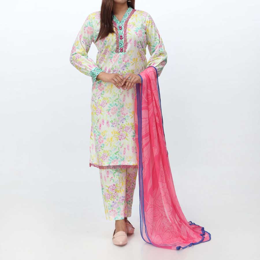 3PC- Digital Printed Cambric Suit PS4367