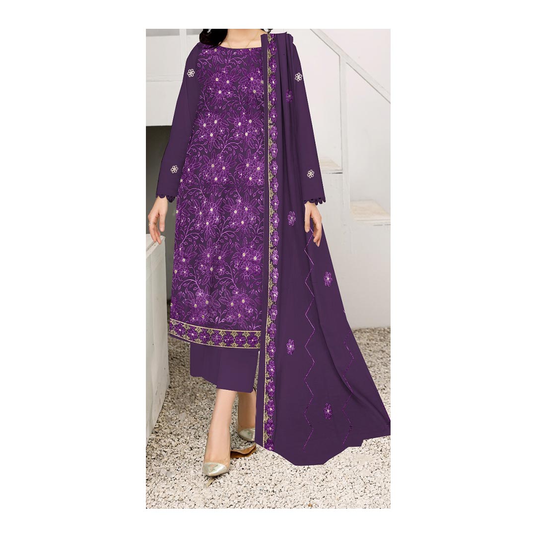 3PC EMBROIDERED LAWN SUIT SR - 510