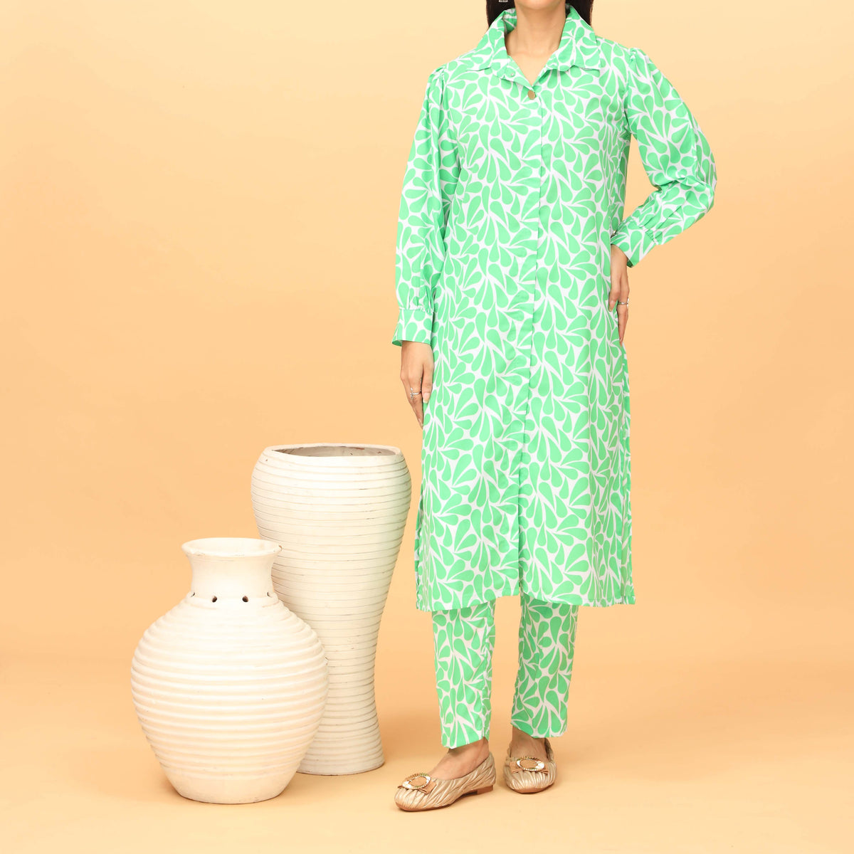 2PC Printed Grip Silk Suit PW4107 Stylo