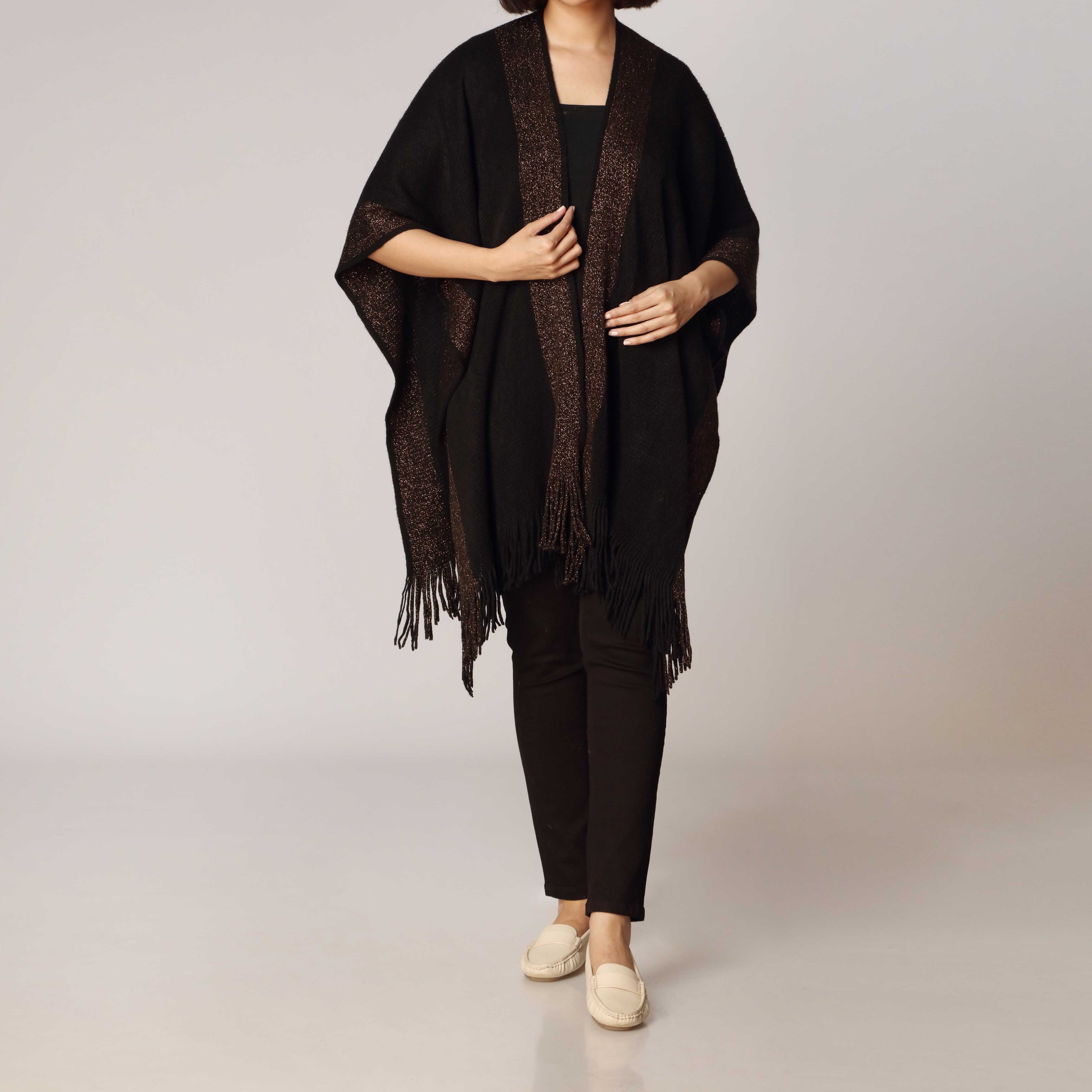 Black Cape Shawl PW2806 - Main Image