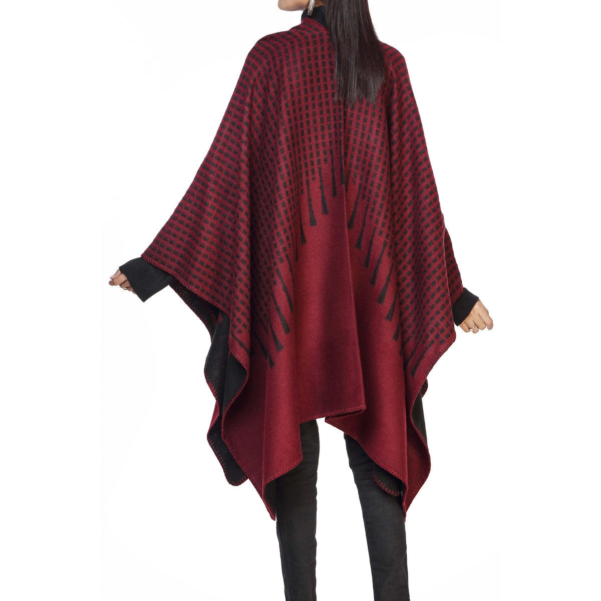 Maroon Winter Cape Shawl PW2826 Stylo