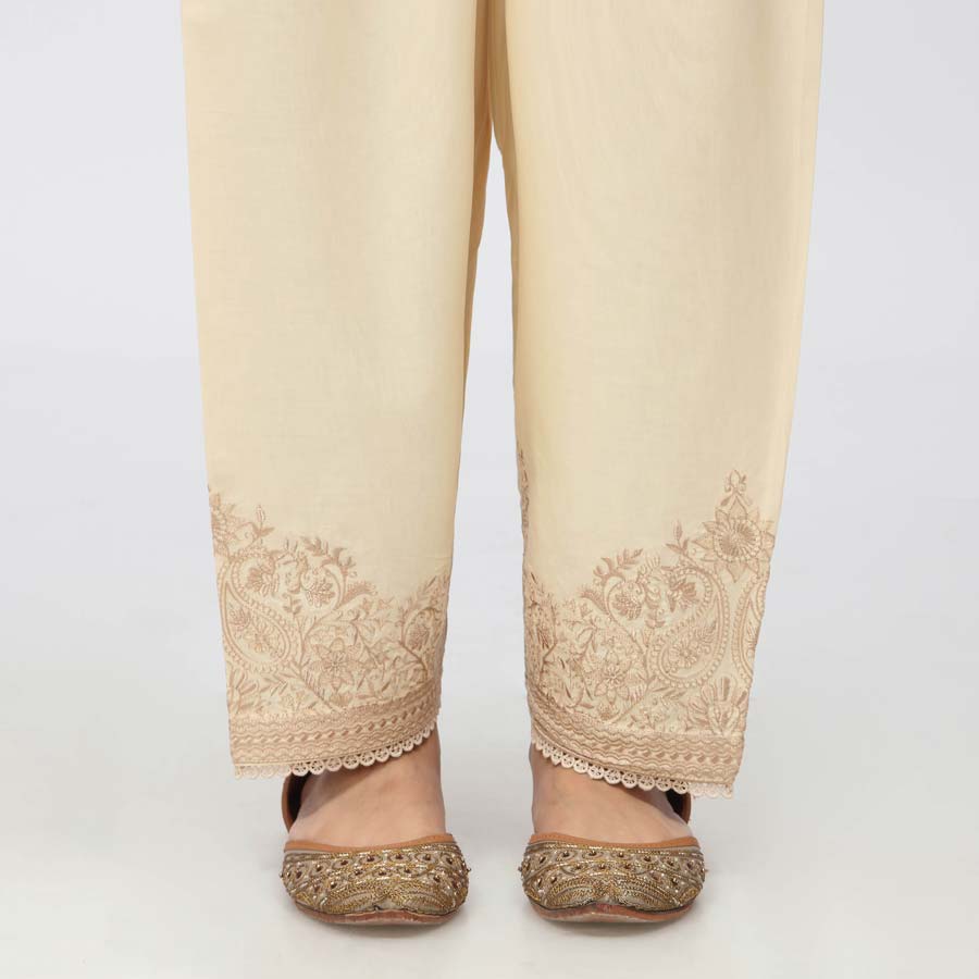 Beige Embroidered Cambric Shalwar PW3586