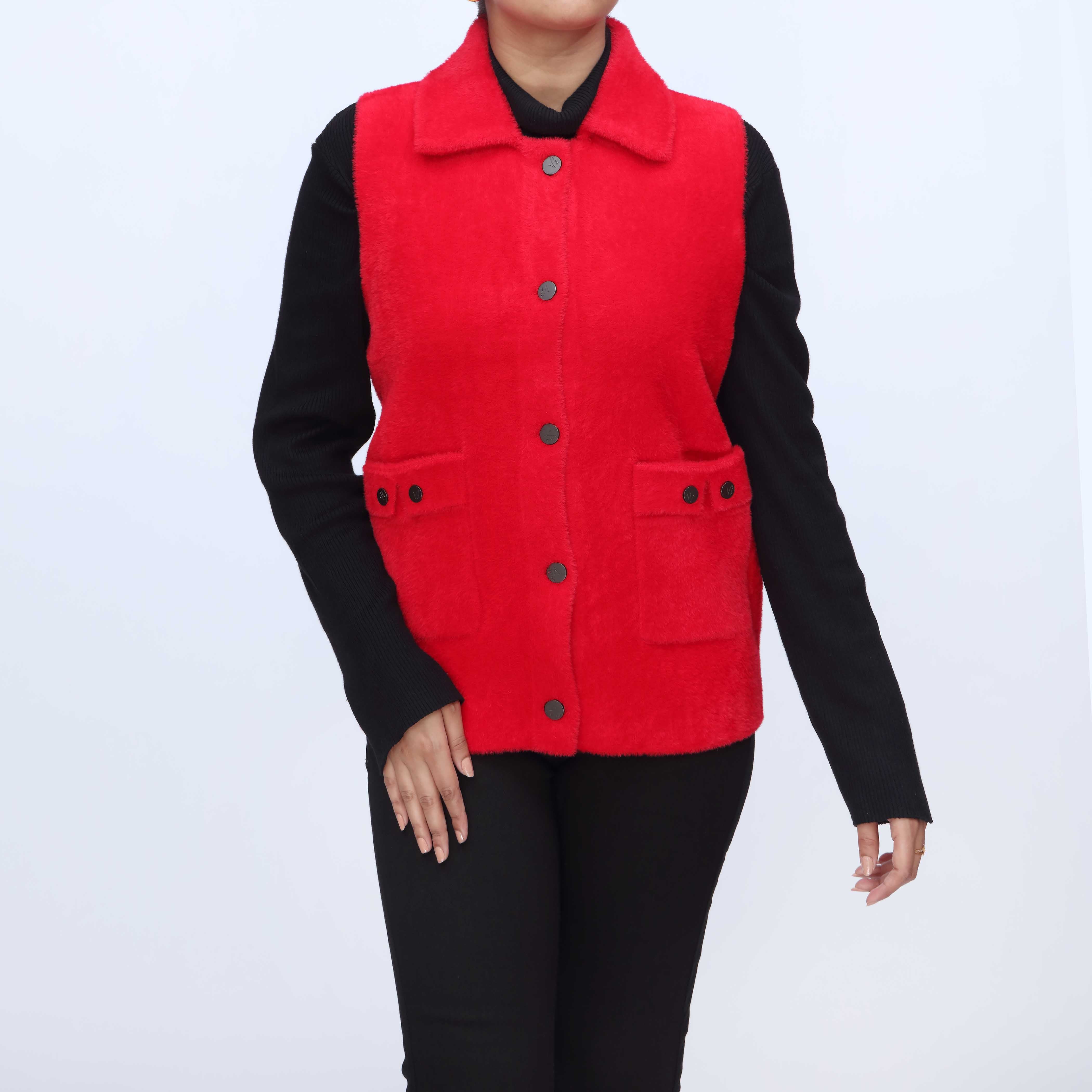 Red Mid Length Cardigan PW3928