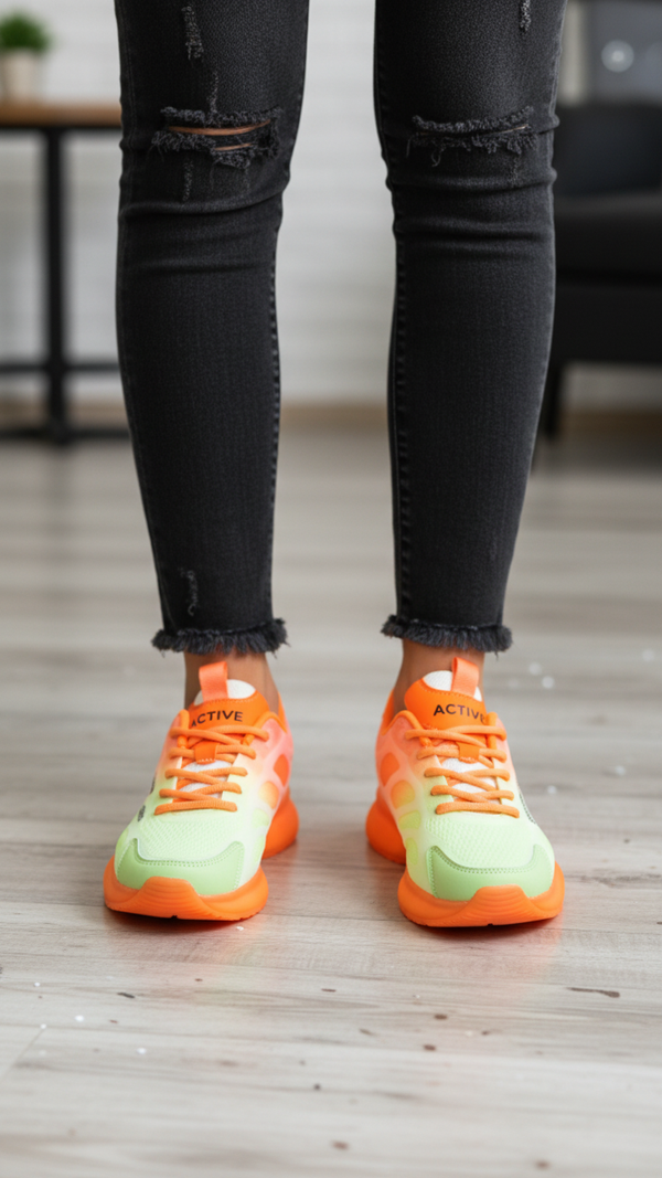 Orange Casual Sneaker For Women AT7348