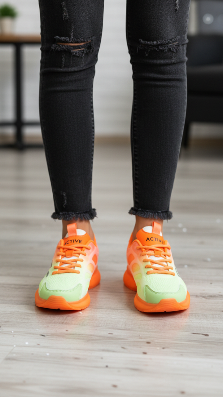 Orange Casual Sneaker For Women AT7348