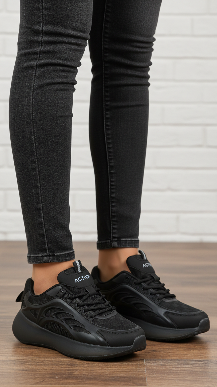 Black Casual Sneaker For Ladies AT7349