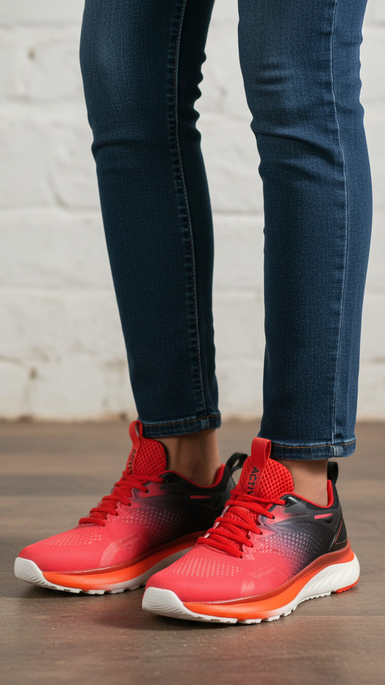 Red Casual Sneaker For Women AT7410