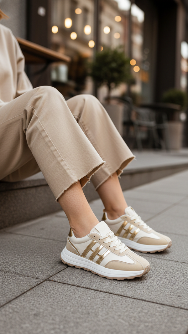 Beige Casual Sneaker For Ladies AT7436