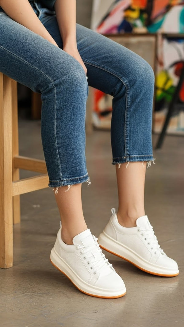 White Casual Sneaker For Women AT7444