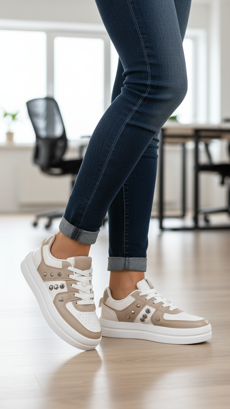 Beige Casual Sneaker For Women AT7445