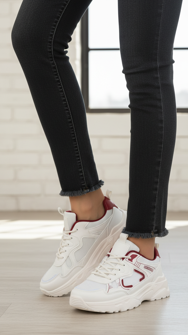 Red Casual Sneaker For Ladies AT7447