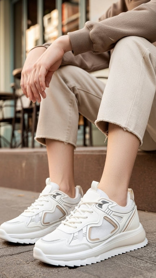 Beige Casual Sneaker For Ladies AT7447