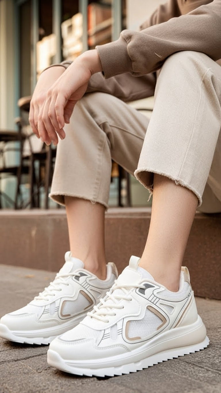 Beige Casual Sneaker For Ladies AT7447