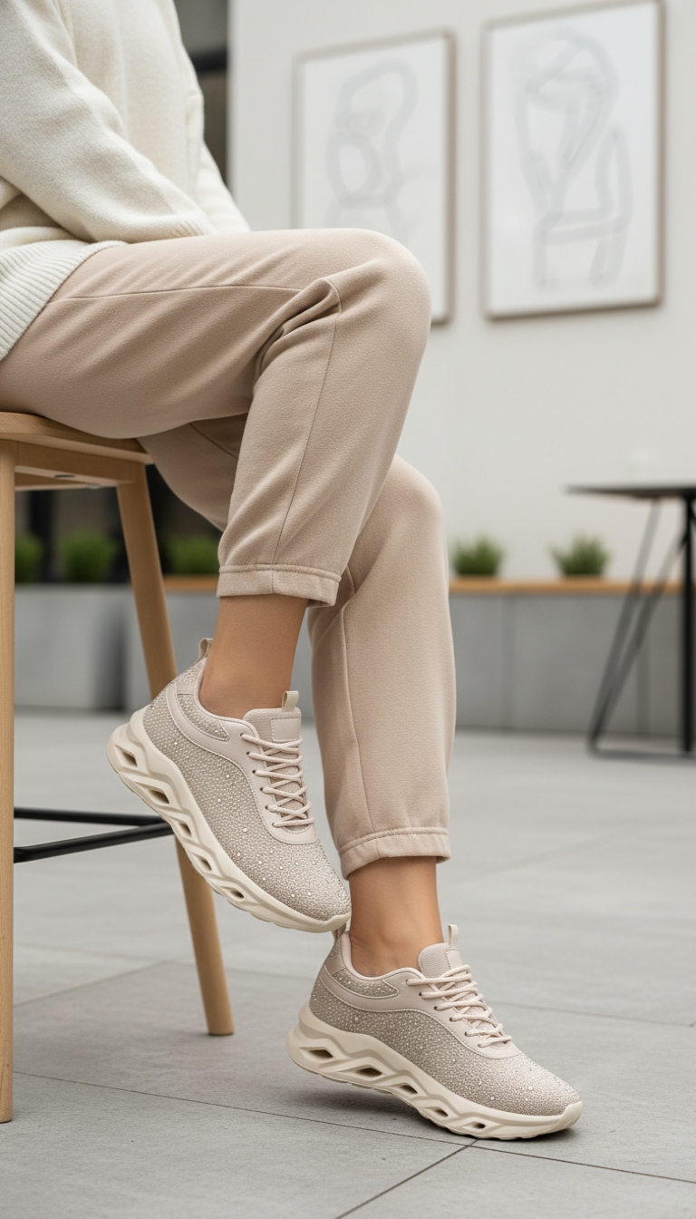 Golden Casual Sneaker For Ladies AT7451