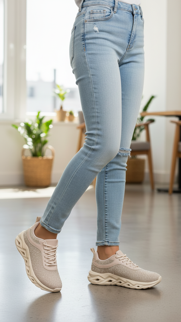 Golden Casual Sneaker For Ladies AT7451