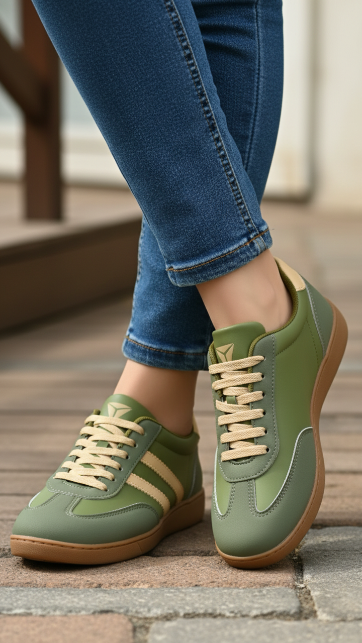 Olive Casual Sneaker For Women AT7456