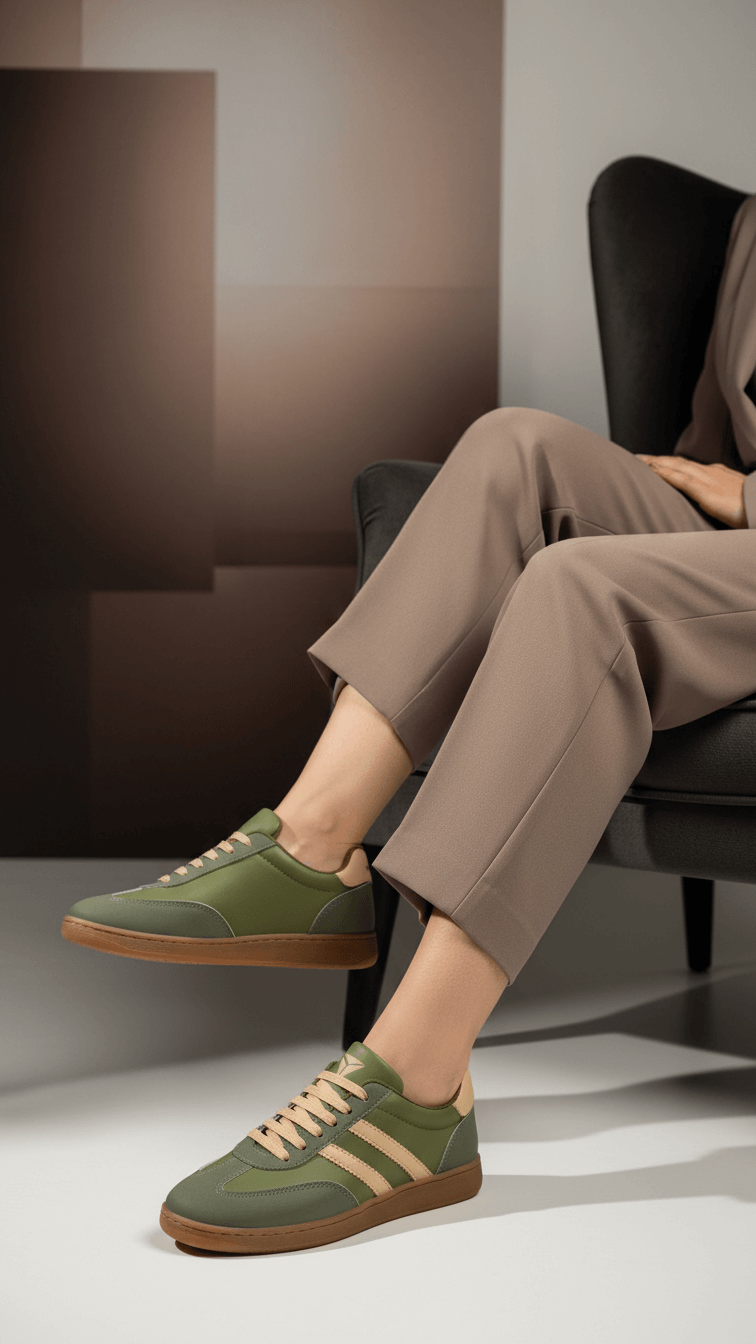 Olive Casual Sneaker For Women AT7456