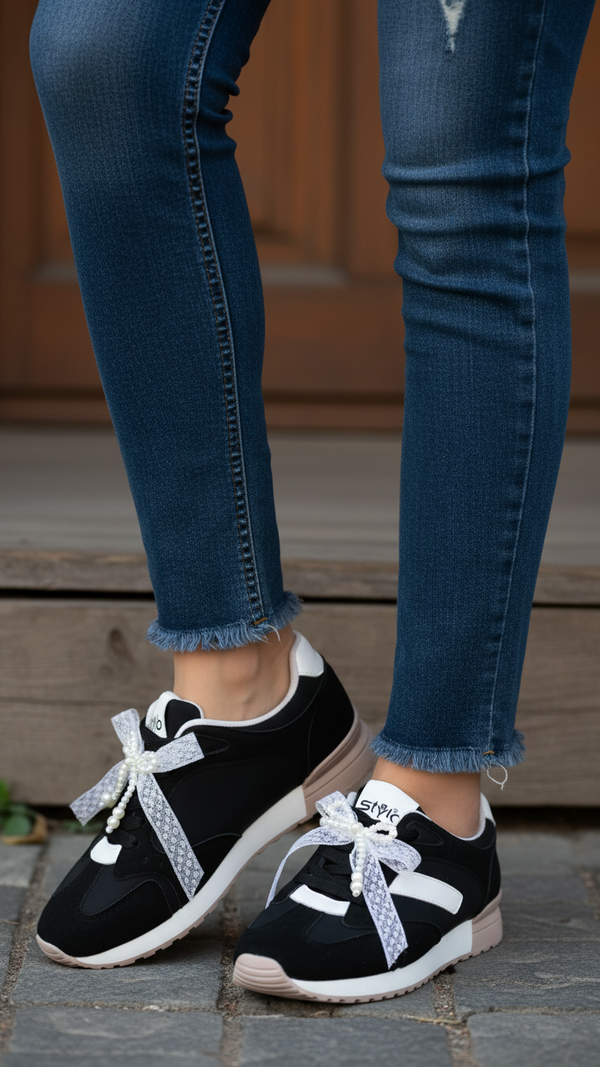 Black Casual Sneaker For Ladies AT7458