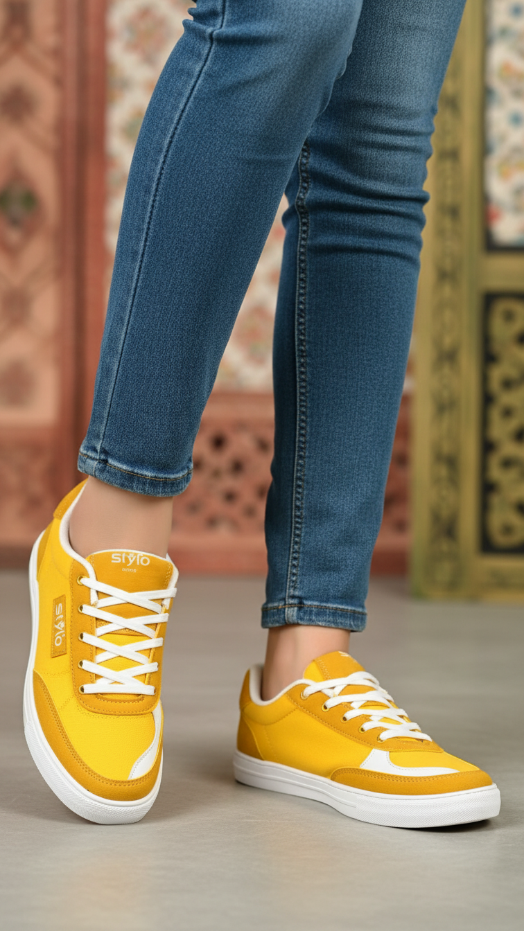 Yellow Casual Sneaker For Ladies AT7466