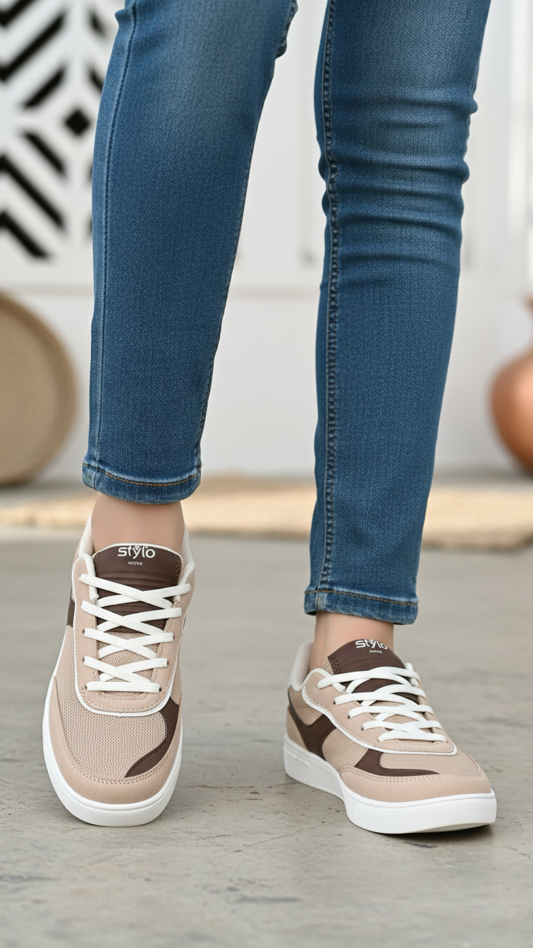 Beige Casual Sneaker For Ladies AT7466