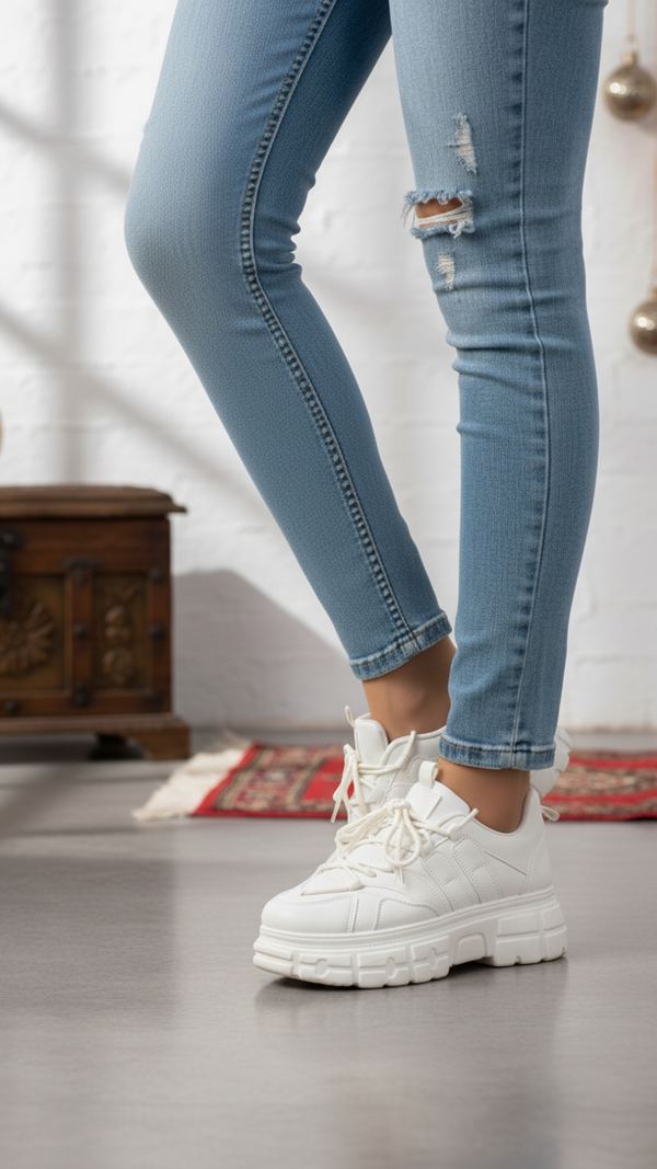 Beige Casual Sneaker For Ladies AT7484