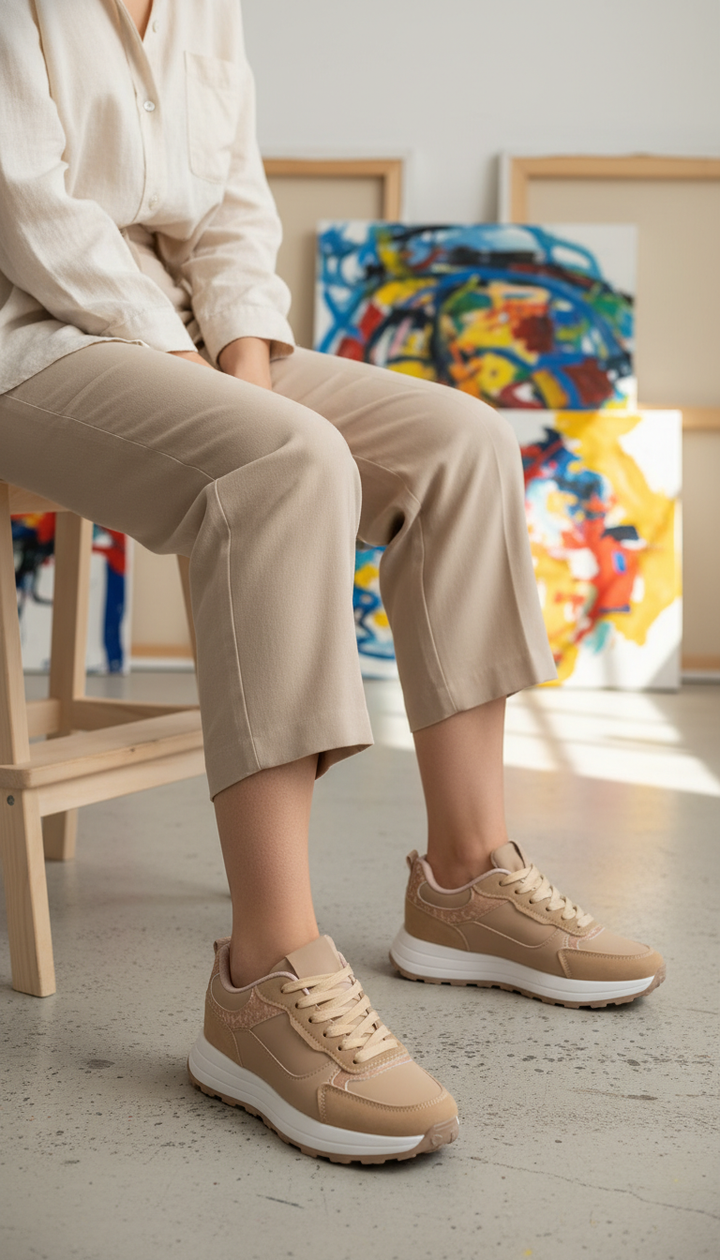 Beige Casual Sneaker For Women AT7486