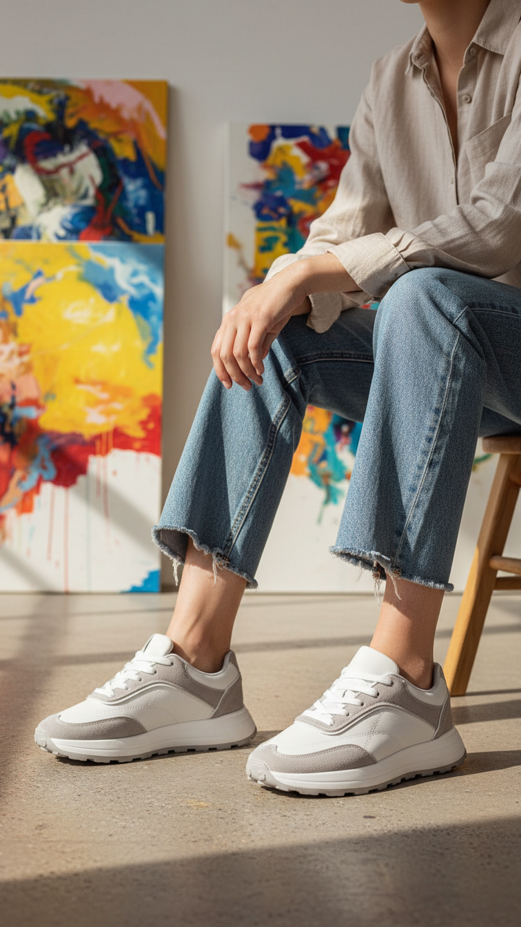 Grey Casual Sneaker For Ladies AT7487