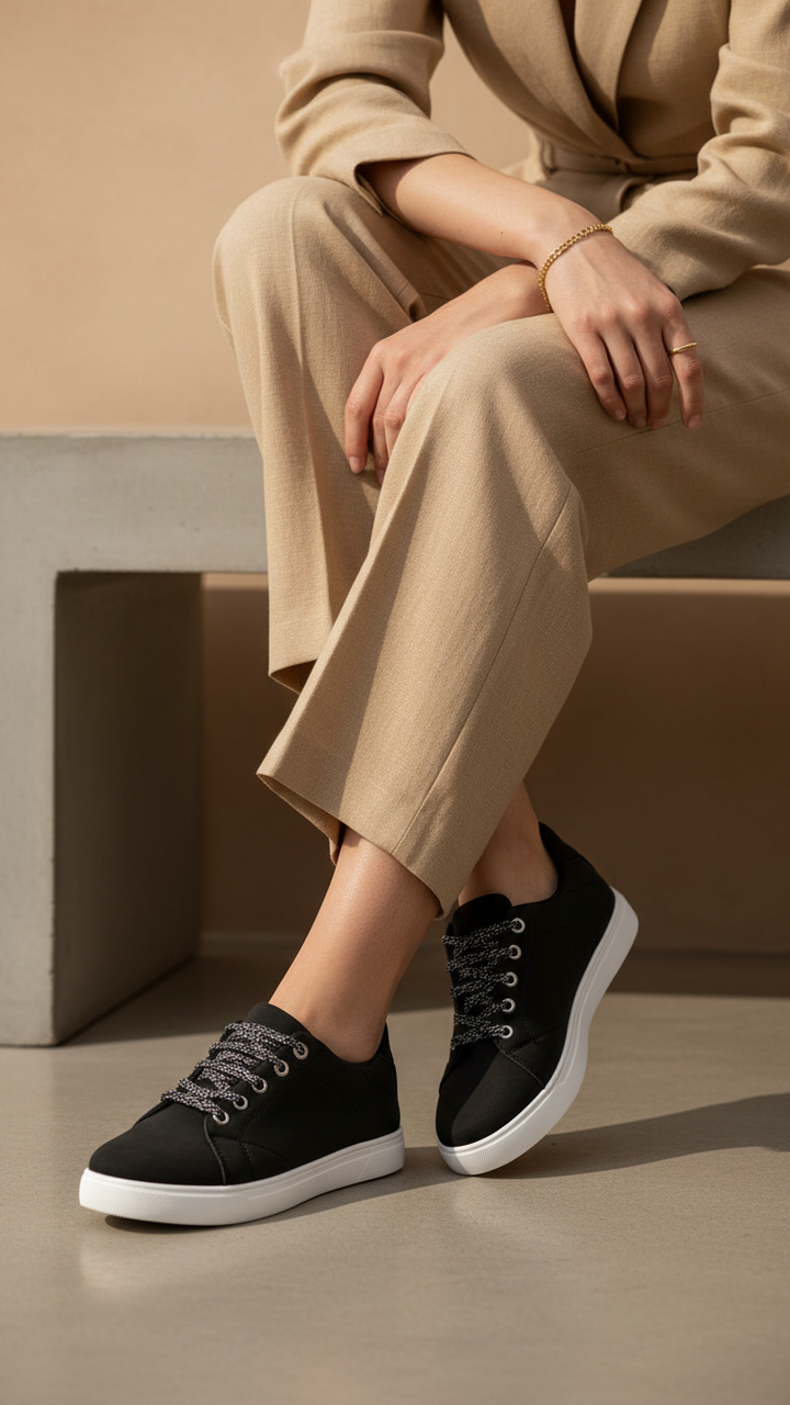 Black Casual Sneaker For Women AT7501