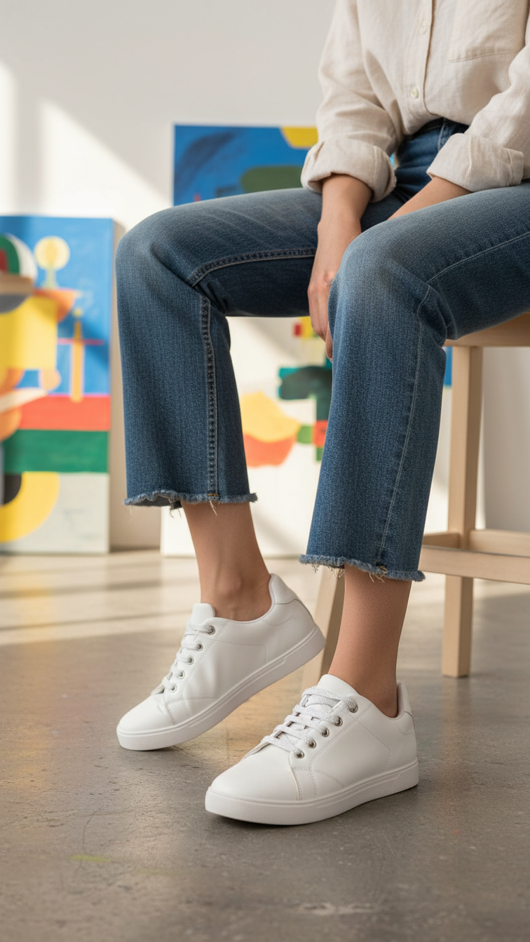 White Casual Sneaker For Women AT7501