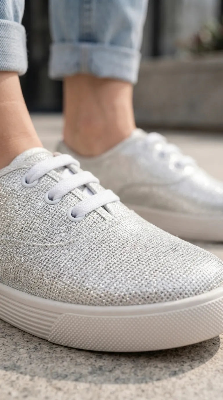 Silver Sneakers For Ladies AT7542
