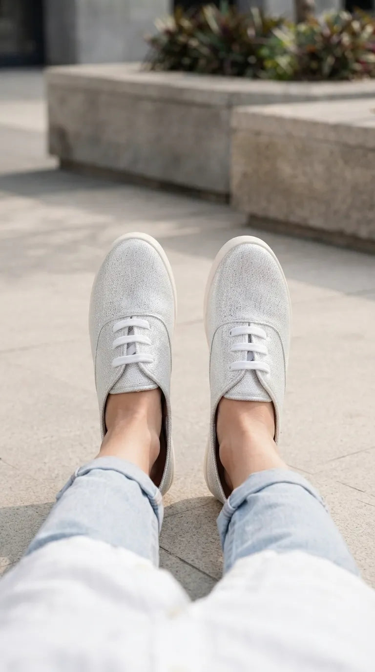 Silver Sneakers For Ladies AT7542