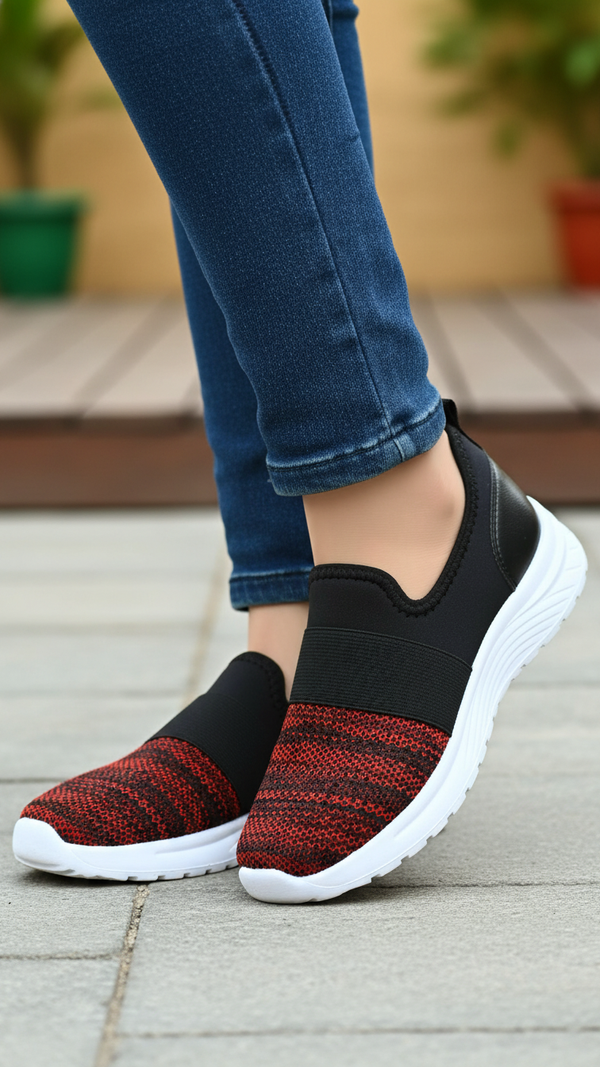 Red Casual Sneaker For Women AT9098