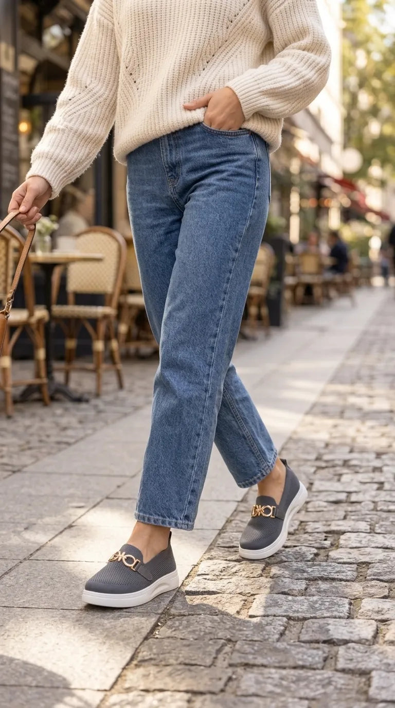 Grey Sneaker For Ladies AT9129