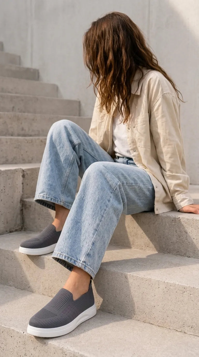 Grey Sneaker For Ladies AT9130