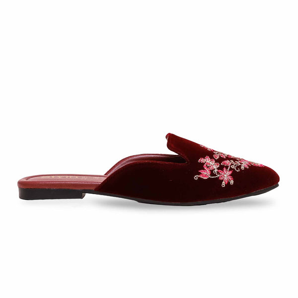 Maroon Back Open Mule CL1854