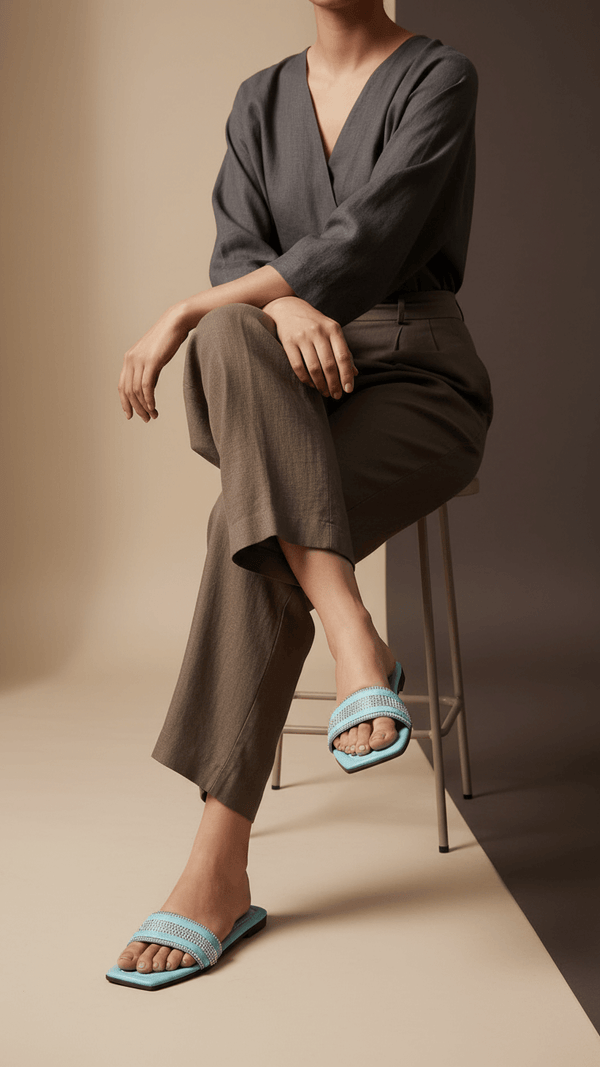 Aqua Green Casual Slipper For Women CL1905