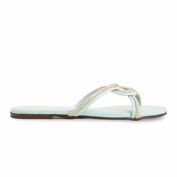 Aqua Green Casual Slipper For Ladies CL1943