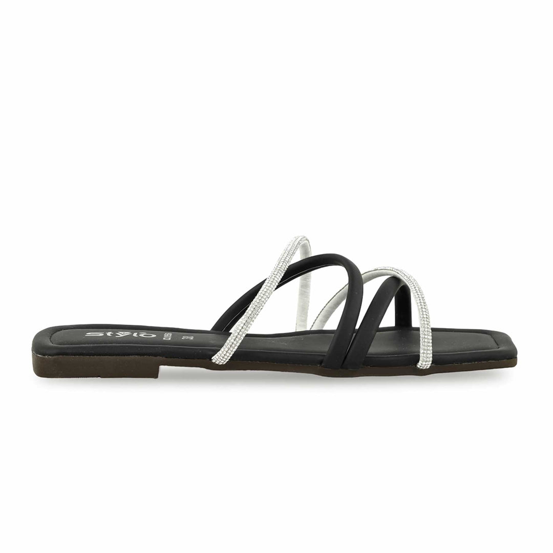 In Pakistan Plain Black Slippers Womens Ladies Slippers Footwear