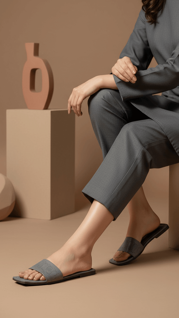 Grey Casual Slipper For Ladies CL1969