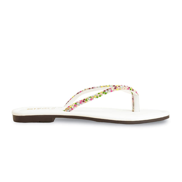 White Casual Chappal For Women CL2030