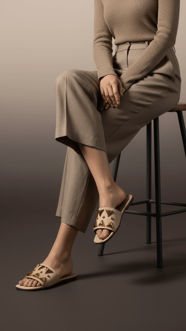 Golden Casual Slipper For Women CL2074