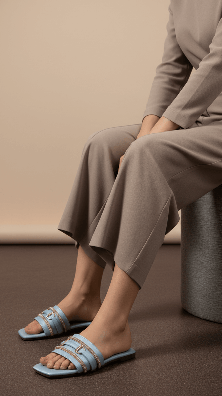 Sky Blue Casual Slipper For Ladies CL2101