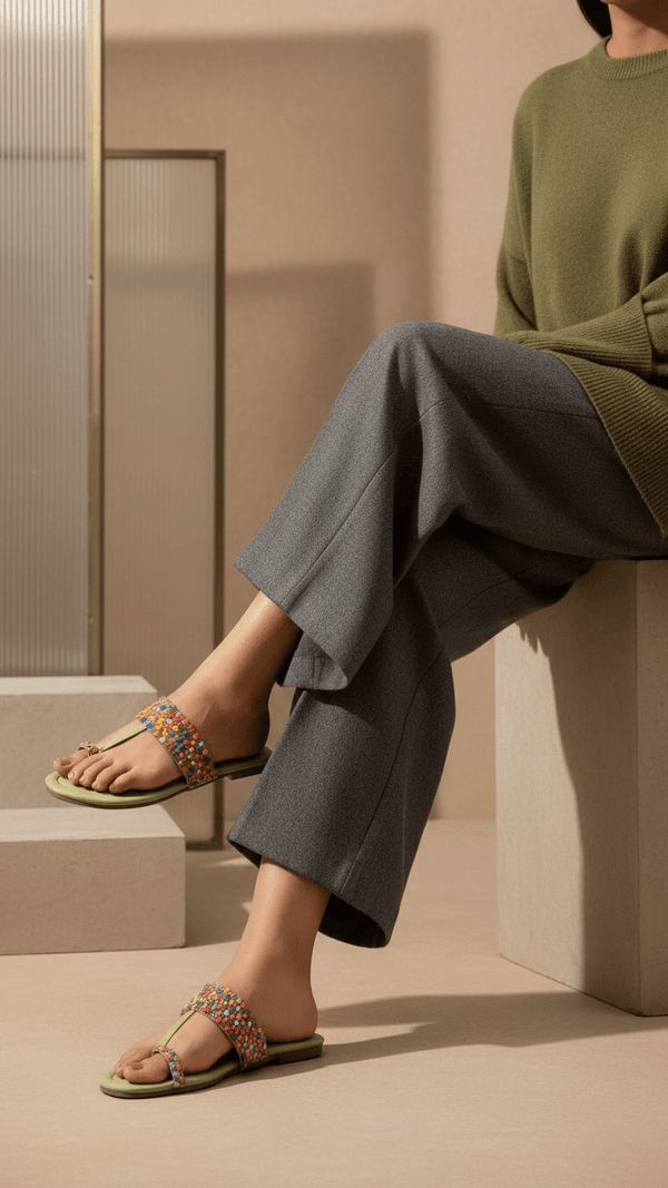 Green Casual Chappal CL2105