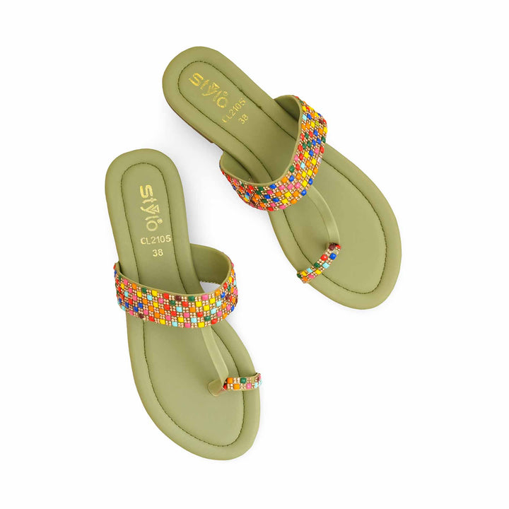 Green Casual Chappal CL2105