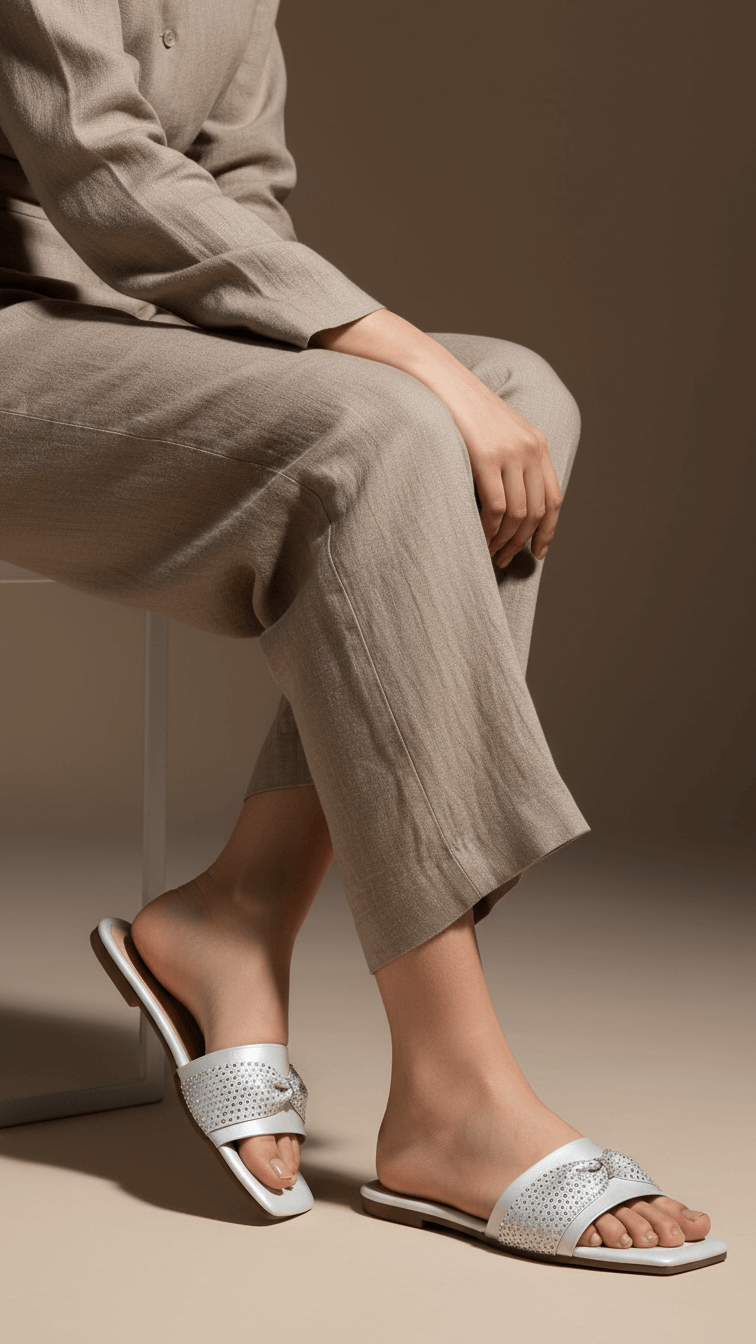 Silver Casual Slipper For Ladies CL2106