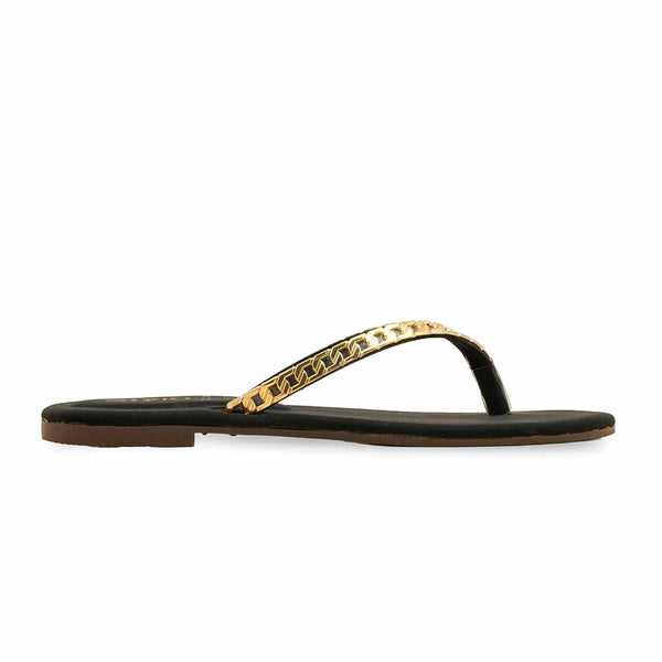 Black Casual Chappal For Women CL2119