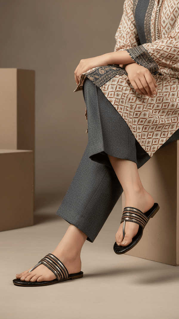 Black Casual Chappal CL2135