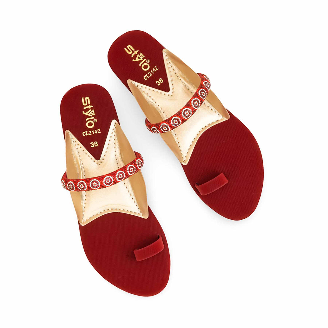 Maroon Casual Chappal For Ladies CL2142