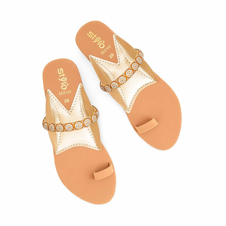Beige Casual Chappal For Ladies CL2142